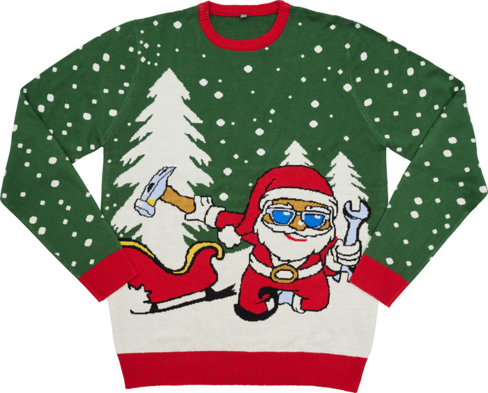 Julesweater med julemand grøn str. XL